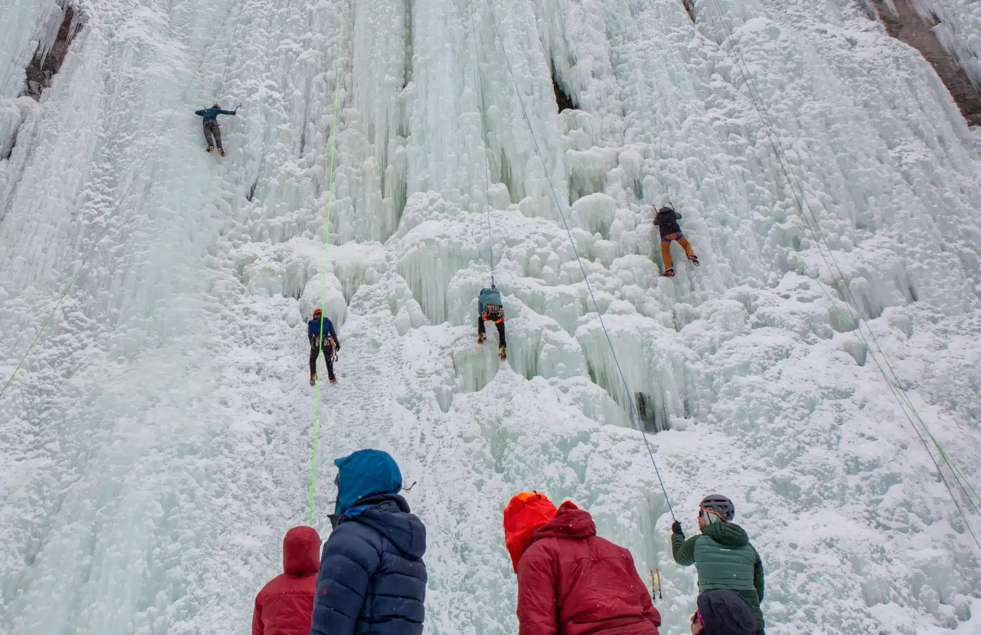 Climbers scale the Beer Garden wall at the Lake City Ice Park this February. In the 1990s, the park was started by a motley crew of carpenters and raft guides who shared a passion for the sport. Bella Biondini